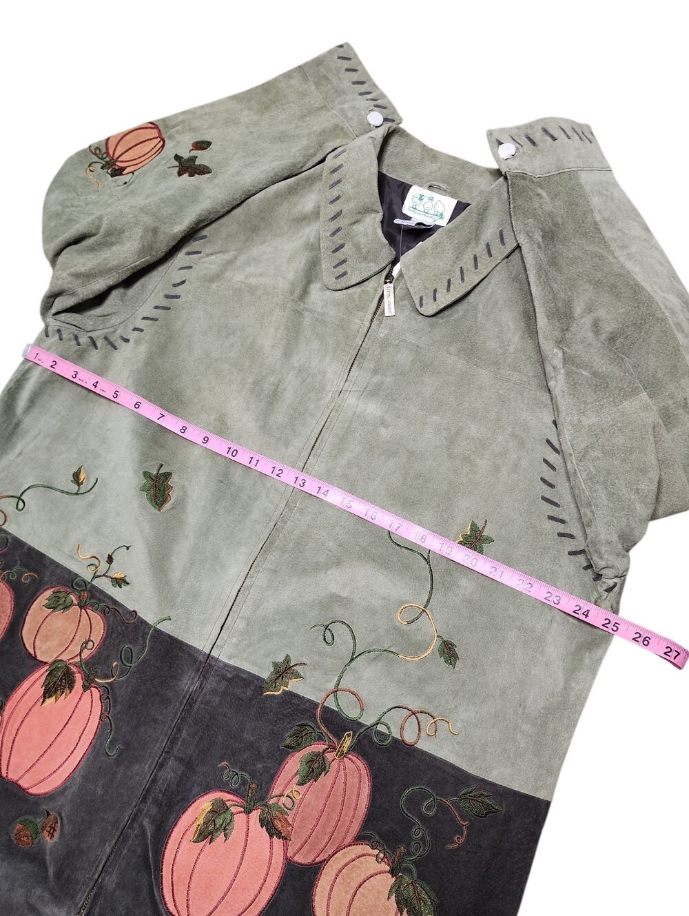 Leather Quacker Factory Pumpkin Embroidered Zip Up Jacket New With Tags Size 1X - Picture 7 of 11
